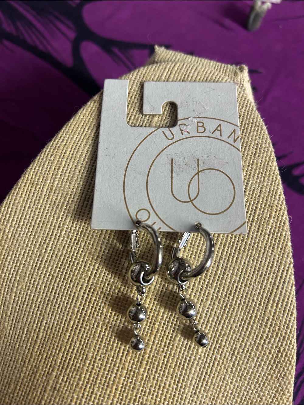 NWT Urban Outfitters Silver Hoop Drop Earrings